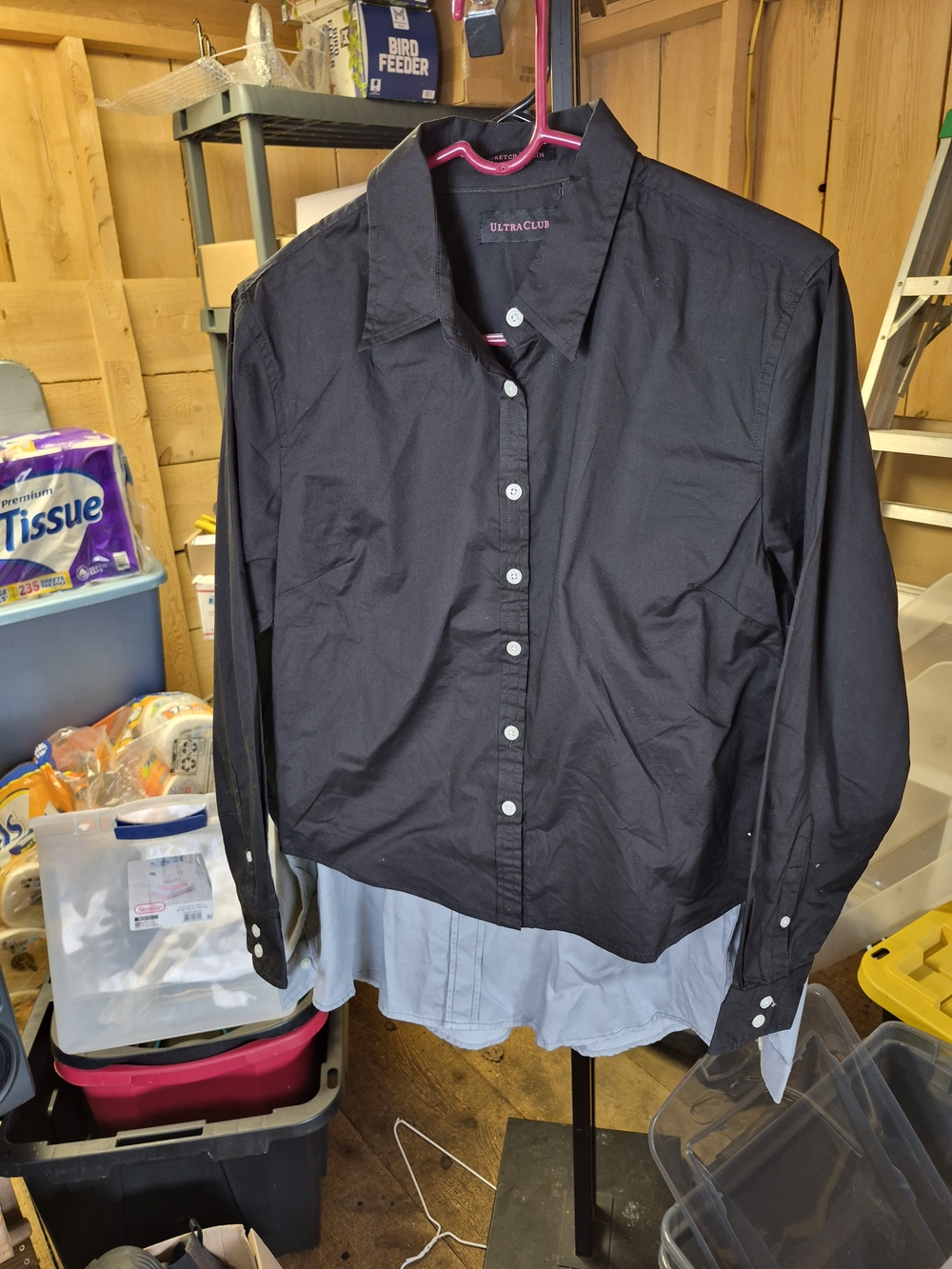 Women's Black Button-Down Shirt Bin 52